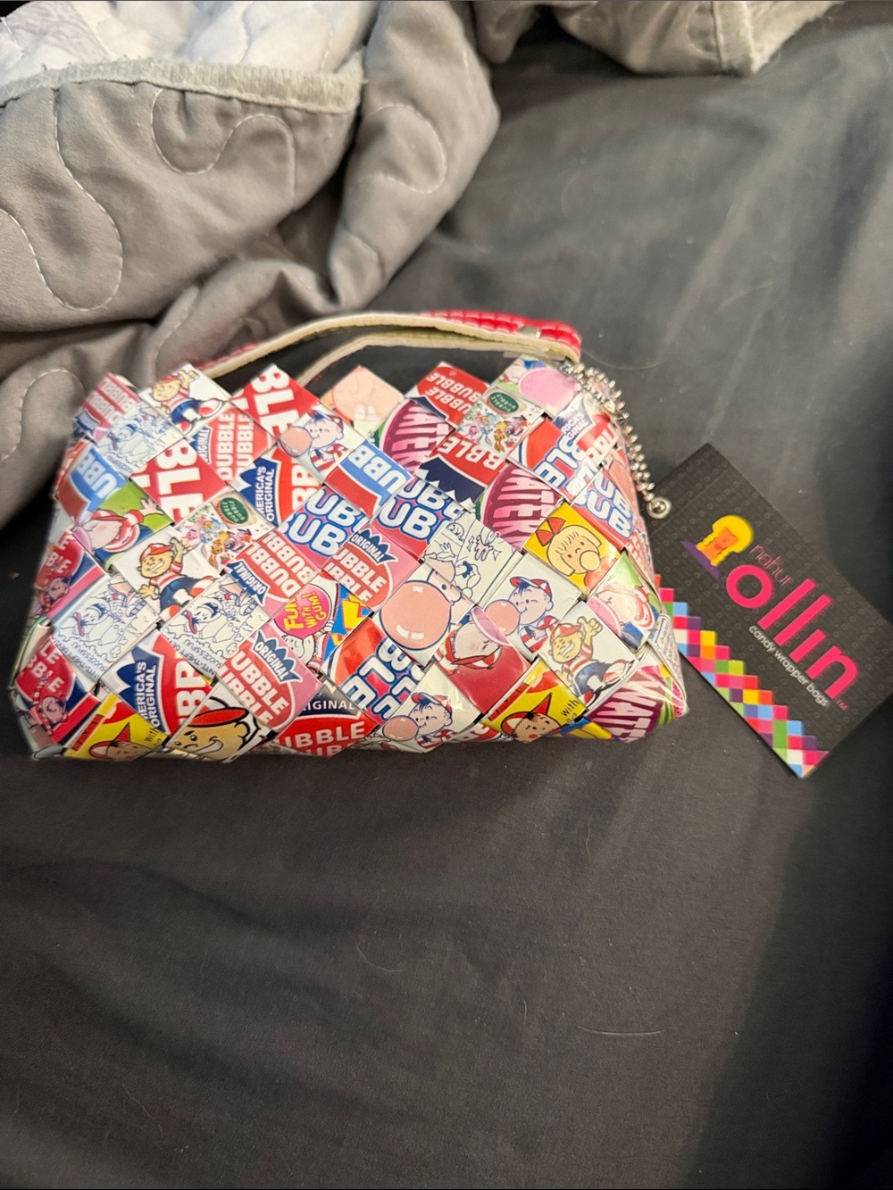 Multicolor Bubble Print Quilted Cosmetic Pouch